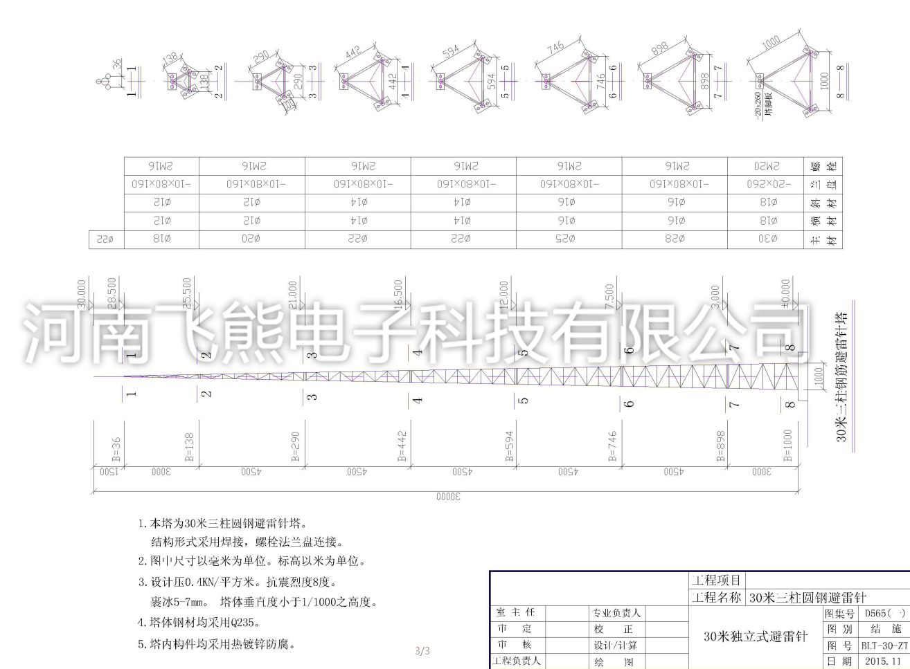 30米避雷塔总图风压 30米避雷塔总图风压